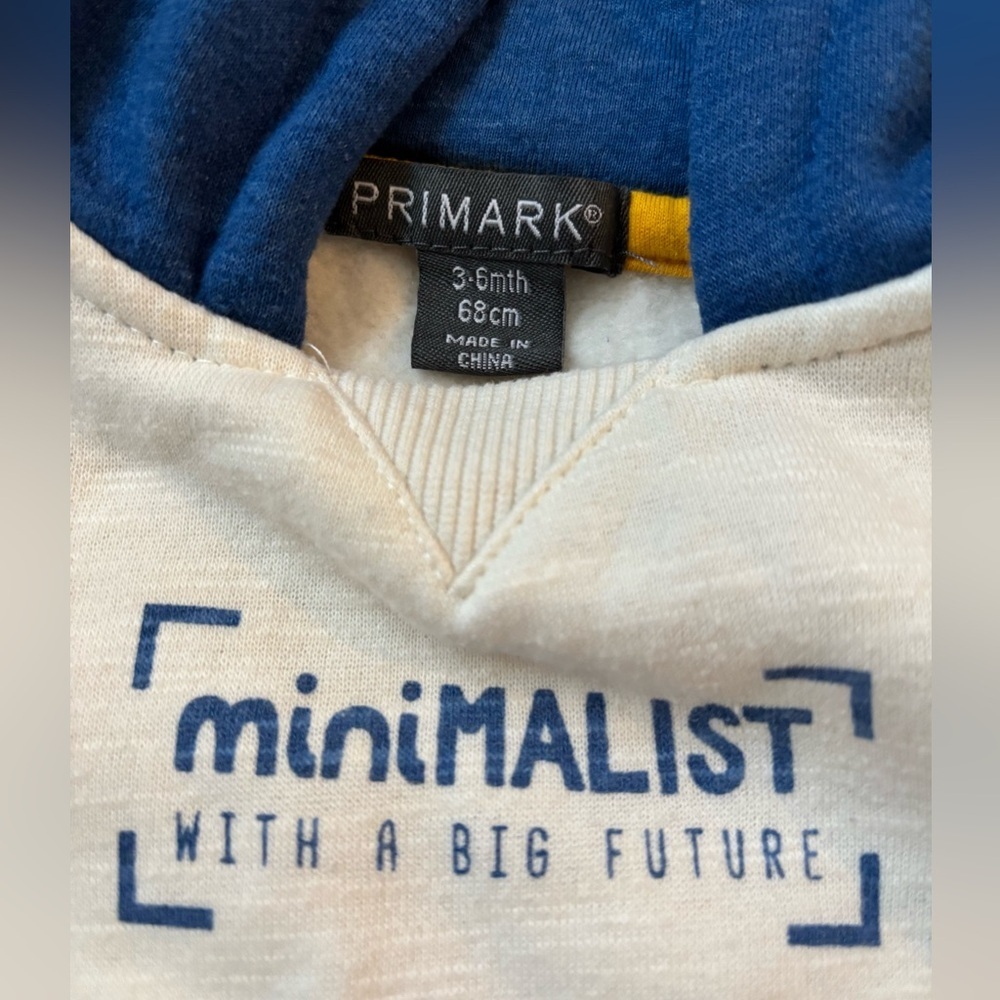 Primark Trendy “Minimalist” Colorblock Fleece Baby Hoodie - Picture 3 of 3